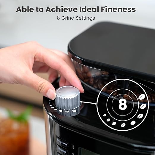 Gevi 10-Cup Coffee Maker with Built-in Burr Grinder, Programmable Timer, 1.5L Water Tank, Reusable Filter & Warming Plate โ Drip Coffee Machine for Fresh Ground Coffee