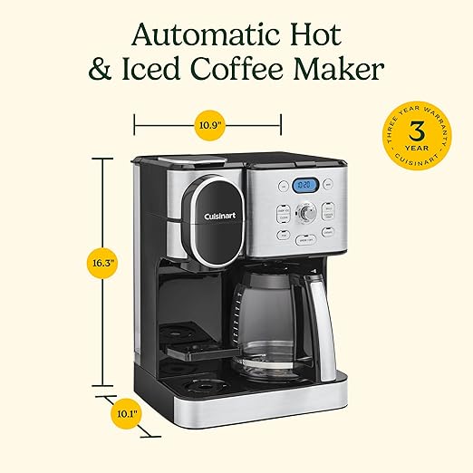 Cuisinart Coffee Maker 12-Cup Hot & Iced Coffee Maker Single Server Brewer Stainless Steel SS-16