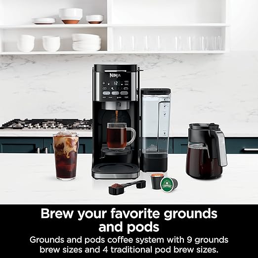 Ninja | Drip Coffee Maker | DualBrew Pro Hot & Iced Coffee Machine | Use with K-Cup Coffee Pods | 3 Brew Styles (Classic, Rich, & Iced) | 60oz Removable Reservoir & Dishwasher Safe | Black | CFP101
